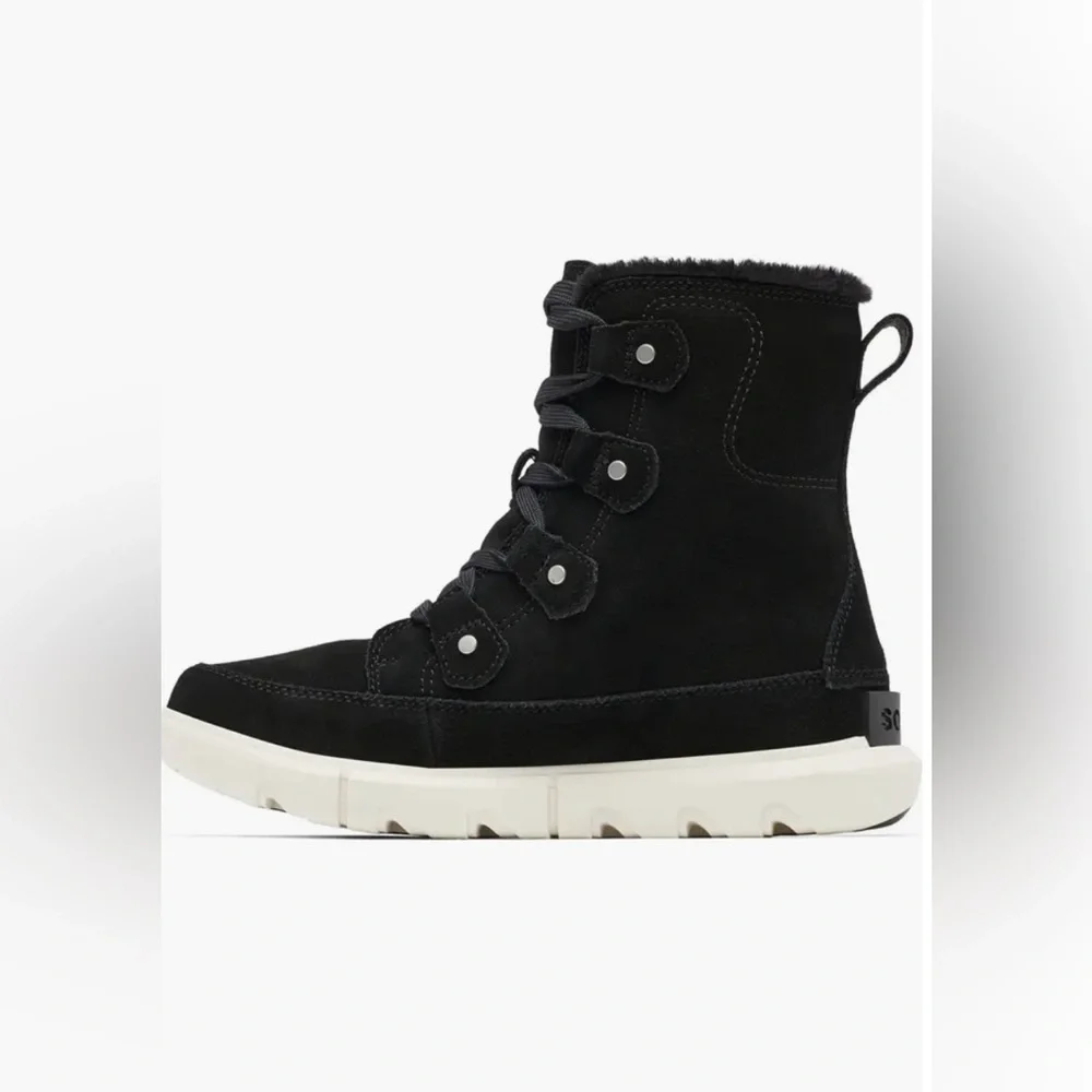 Sorel Explorer Next Joan Waterproof Boot in Black/Fawn Size 6